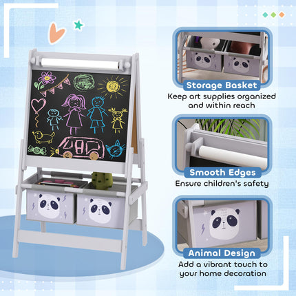 Kids Table and Chairs, Kids Storage Unit and Kids Easel Set, Cute Animal Design