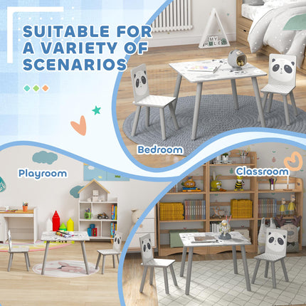 Kids Table and Chairs, Kids Storage Unit and Kids Easel Set, Cute Animal Design