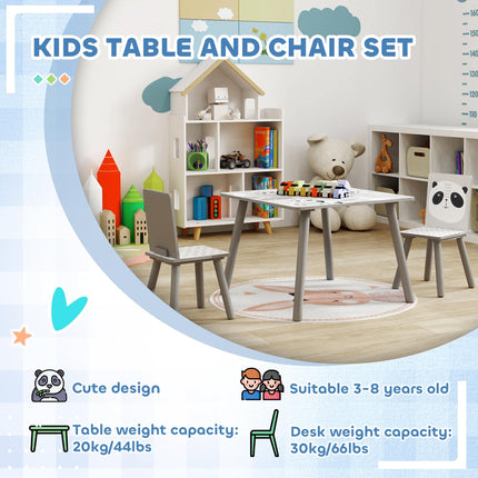 Kids Table and Chairs, Kids Storage Unit and Kids Easel Set, Cute Animal Design