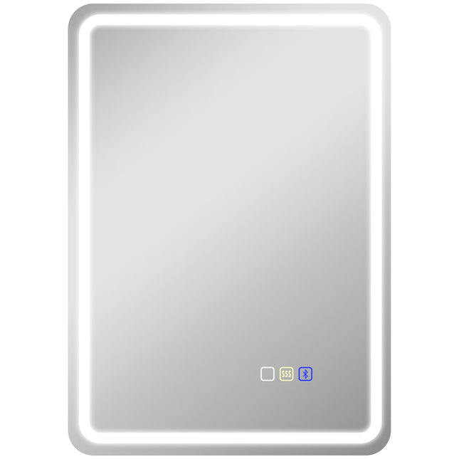 HOMCOM 70 x 50 cm Bluetooth Bathroom Mirror - Silver-Tone