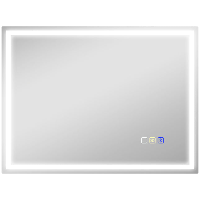 60 x 80 cm Anti-Fog LED Bathroom Mirror, with Bluetooth - Silver Tone