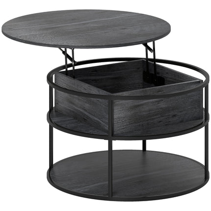 Lift Top Coffee Table, Round Coffee Table with Storage Shelf, Hidden Compartment