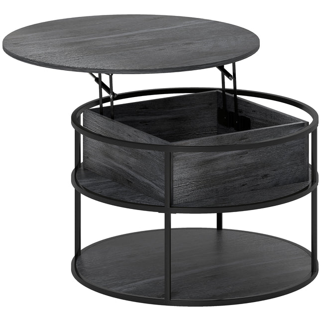 Lift Top Coffee Table, Round Coffee Table with Storage Shelf, Hidden Compartment