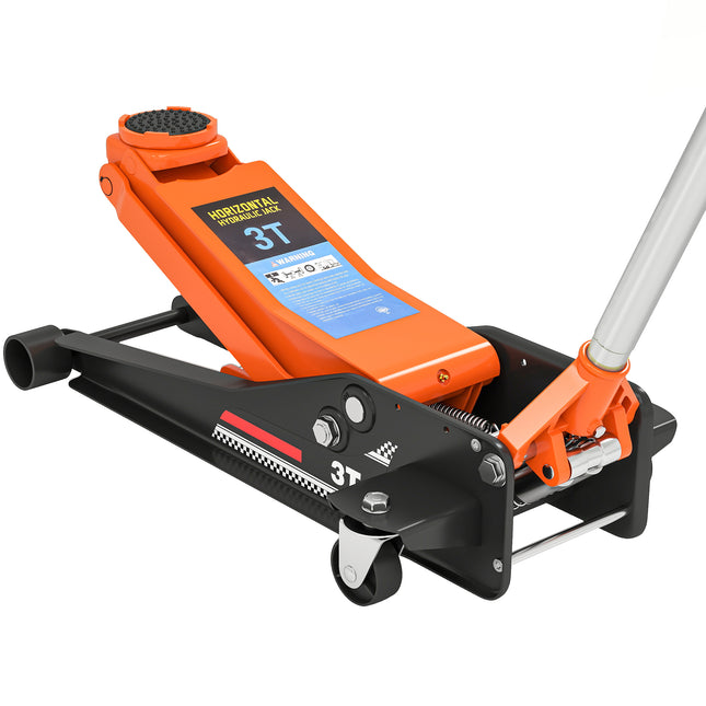 3 Ton Hydraulic Low-Profile Floor Jack, with 7.5-50.5cm Lifting Range, Wheels, O