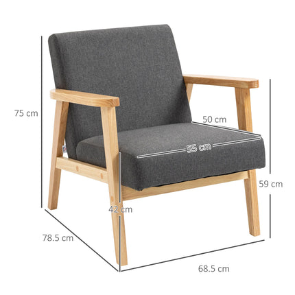 Set of 2 Accent Armchair, Living Room Chair, Wooden Upholstered Single Lounge Ch