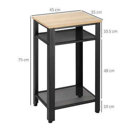 Tall Side Table Set of 2 with 3 Layer, 2 Shelves Storage Display Industrial-Styl