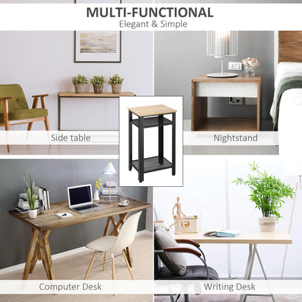 Tall Side Table Set of 2 with 3 Layer, 2 Shelves Storage Display Industrial-Styl