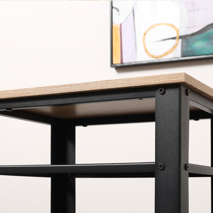 Tall Side Table Set of 2 with 3 Layer, 2 Shelves Storage Display Industrial-Styl
