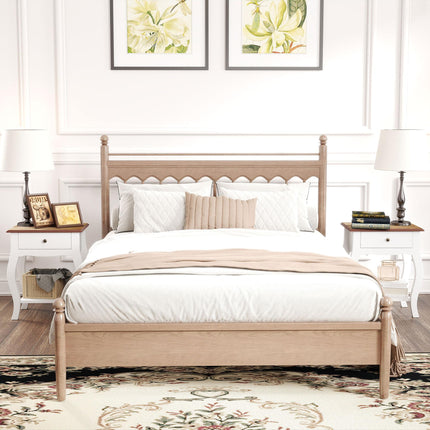 2pcs Bedside Tables with Drawer, French Style Bedside Cabinets with Open Shelf F