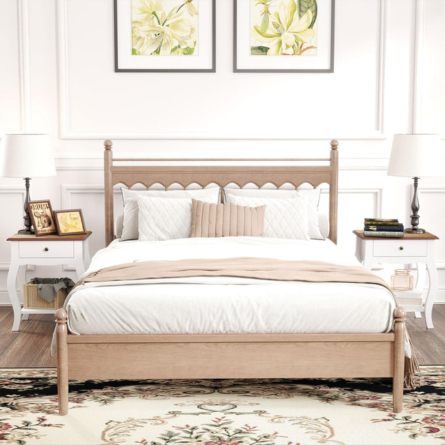2pcs Bedside Tables with Drawer, French Style Bedside Cabinets with Open Shelf F