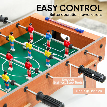 20 in Table-top Football Table with Stainless Steel Rods, Compact Foosball Table for Kids and Adults, All-Inclusive Foosball Game Set for Indoor, Nature Wood Finish