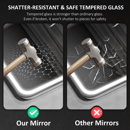 80 x 60 cm Bluetooth Bathroom Mirror - Silver-Tone