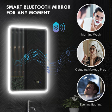 70 x 50cm LED Bathroom Mirror, with Bluetooth - Silver Tone