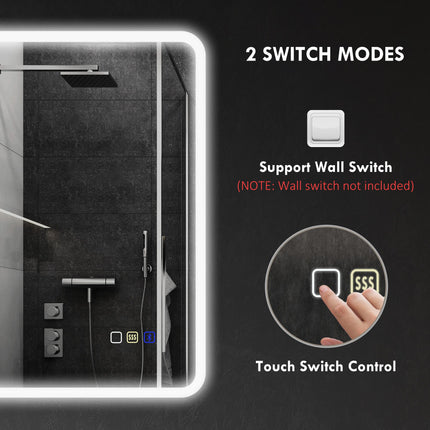 70 x 50cm LED Bathroom Mirror, with Bluetooth - Silver Tone