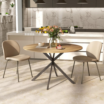 HOMCOM Dining Table for 4, 120 cm Industrial Kitchen Table with Wood Effect Tabletop and Steel Legs, Oak