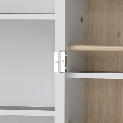 119.5 cm Kitchen Cupboard, Freestanding Kitchen Cabinet with Double Doors, 5 Tiers, 12 Spice Racks, White