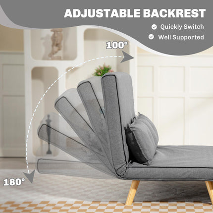 Two-Seater Linen-Look Sofa Bed - Grey