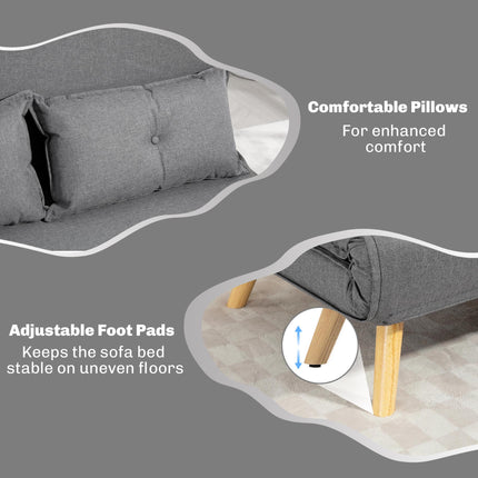 Two-Seater Linen-Look Sofa Bed - Grey