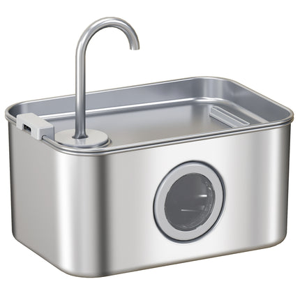 3.2L Cat Water Fountain for Drinking, Cat Fountain Stainless Steel with Visible Water-Level Window, Ultra-Silent Pump