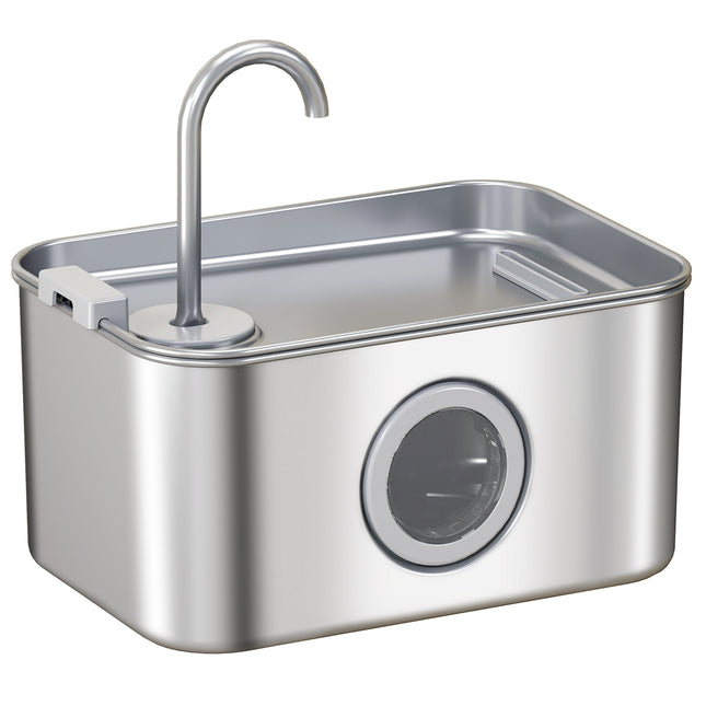 3.2L Cat Water Fountain for Drinking, Cat Fountain Stainless Steel with Visible Water-Level Window, Ultra-Silent Pump