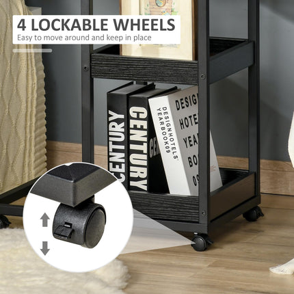 Mobile Sofa Side Table Set of 2, Industrial C-Shaped Rolling Table with 3-Tier Sofa Side Table Set Of 2 Industrial C Shaped Rolling Table With 3 Tier S