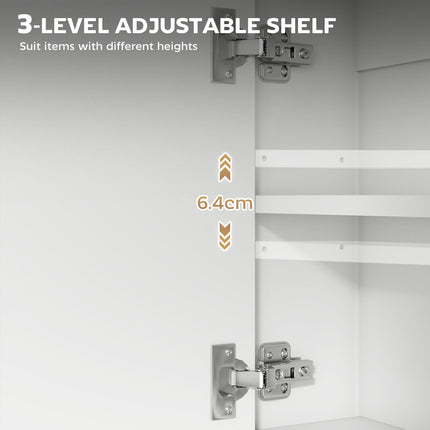 Bathroom Mirror Cabinet with Soft-Close Doors and Adjustable Shelf - White