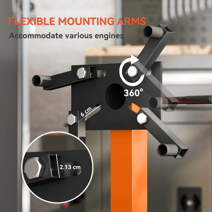 Engine Stand, 570 kg Rotating Engine Stand with 360 Degree Adjustable Head, 4 Mo