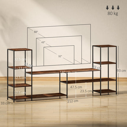 TV Unit for TVs up to 60 Inches, Industrial TV Stand with Storage Shelves, Entertainment Centre for Living Room, Bedroom