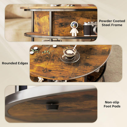 Lift Top Coffee Table, Round Coffee Table with Storage Shelf, Hidden Compartment