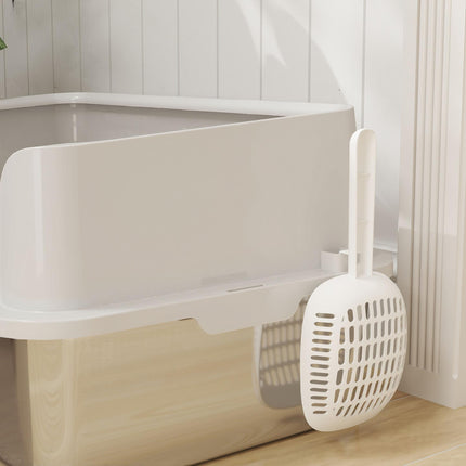 Stainless Steel Litter Box with Detachable Rim, Scoop, Easy Cleaning, Odour-Resistant, 60 x 40 x 28 cm