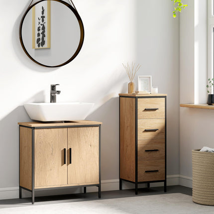 Bathroom Vanity Unit, Under Sink Storage Cabinet with 2 Doors, Adjustable Shelf