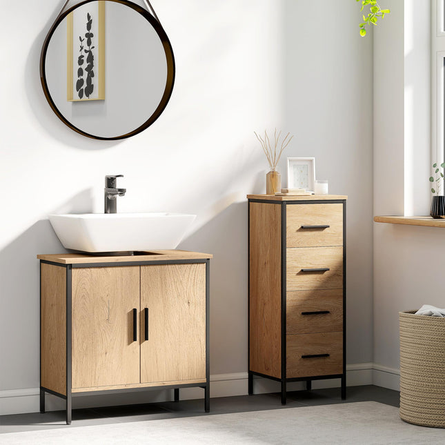 Bathroom Vanity Unit, Under Sink Storage Cabinet with 2 Doors, Adjustable Shelf