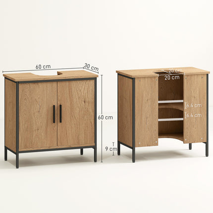 Bathroom Vanity Unit, Under Sink Storage Cabinet with 2 Doors, Adjustable Shelf