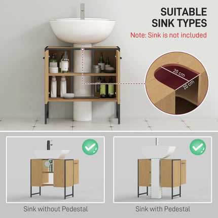 Bathroom Vanity Unit, Under Sink Storage Cabinet with Soft-Close Doors for Basin