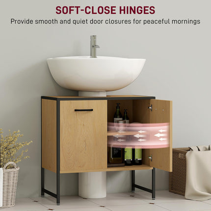 Bathroom Vanity Unit, Under Sink Storage Cabinet with Soft-Close Doors for Basin