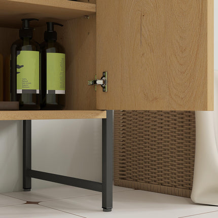 Bathroom Vanity Unit, Under Sink Storage Cabinet with Soft-Close Doors for Basin