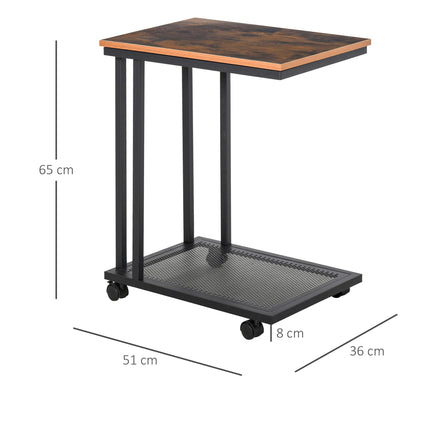 C Shaped Side Table Set of 2 with Wheels, Mobile End Table, Laptop Stand with Wheels Mobile End Table Laptop Stand With Me