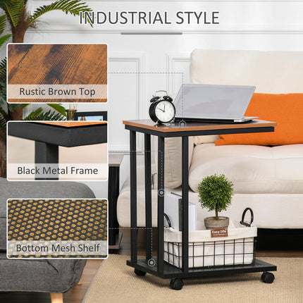C Shaped Side Table Set of 2 with Wheels, Mobile End Table, Laptop Stand with Wheels Mobile End Table Laptop Stand With Me