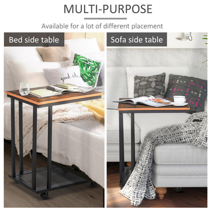 C Shaped Side Table Set of 2 with Wheels, Mobile End Table, Laptop Stand with Wheels Mobile End Table Laptop Stand With Me