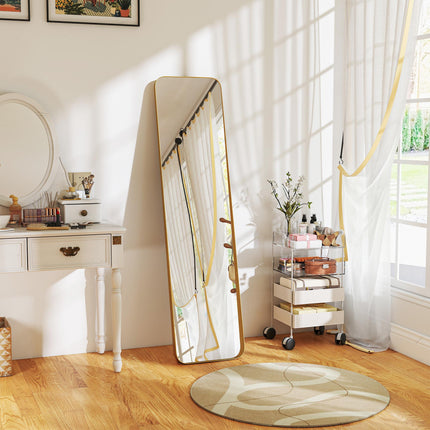 40 x 160 cm Rectangular Full Length Mirror - Gold Tone