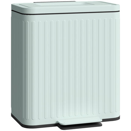 40L Dual Compartment Rubbish Bin, with Soft-Close Lid - Green