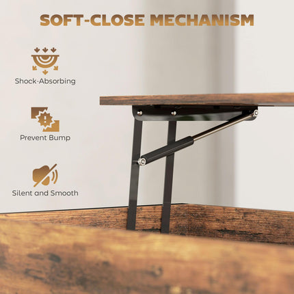 Lift-Top Coffee Table, with Storage - Rustic Brown
