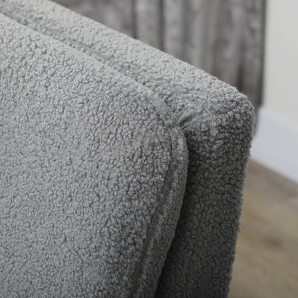 Armchair, Upholstered Accent Chair with Wood Legs and Wide Padded Seat, Teddy Occasional Chair, Grey