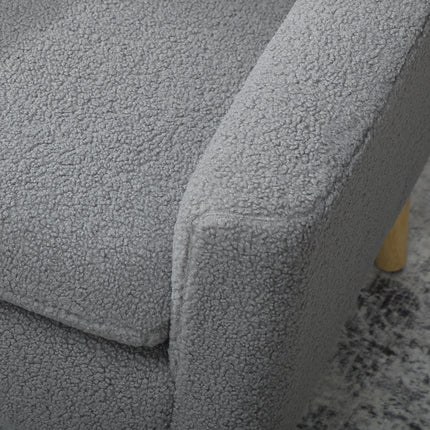 Armchair, Upholstered Accent Chair with Wood Legs and Wide Padded Seat, Teddy Occasional Chair, Grey