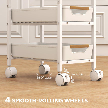 5-Tier Storage Trolley on Wheels - White
