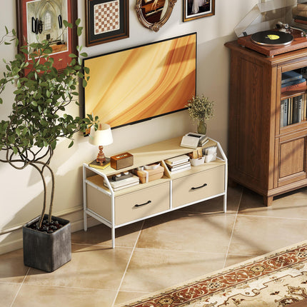 Industrial-Style TV Stand Cabinet - Natural Wood Finish