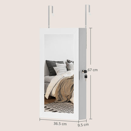 Jewelry Cabinet, Jewelry Storage Cabinet with Mirror, White
