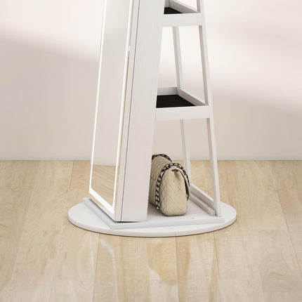 Storage Jewellery Cabinet, with Mirror and Lights - White