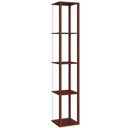 RGB LED Floor Lamp with Shelves, Modern Dimmable Standing Lamp with Remote Control, Adjustable Brightness & Speed for Living Room, Bedroom, Office, Brown