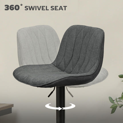 HOMCOM Set of Two Linen-Look Bar Stools - Charcoal Grey